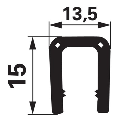 Kantenschutzprofil aus PVC mit Metalleinlage - Klemmbereich 8-10 mm