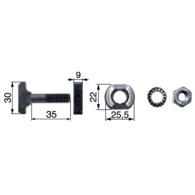 Kettenschraubenset M10x35 mit Klemmstück und Mutter