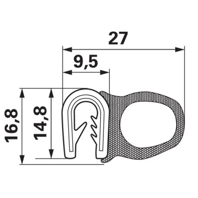 Kanntenschutz mit Moosgummi Dichtungsprofil - Klemmbereich 1-4 mm