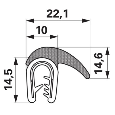 Kanntenschutz mit Moosgummi Dichtungsprofil - Klemmbereich 1-4 mm