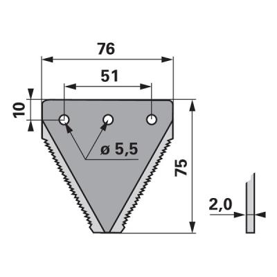 Aebi 100.6159 Mähmesserklinge gezahnt, 3 Loch DIN 75