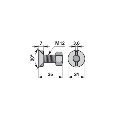 Pflugschraube DIN 11014 2- Nase M12x35