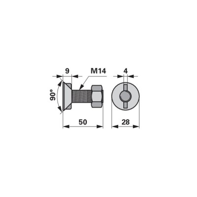 Pflugschraube DIN 11014 2- Nase M14x50