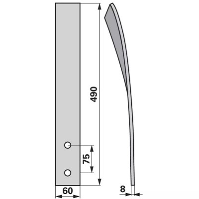 Randleitblech - links - Arbeitsbreite 60 mm - Länge 490 mm
