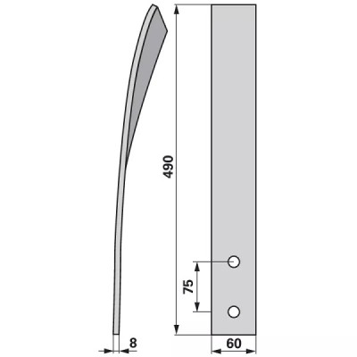 Randleitblech - rechts - Arbeitsbreite 60 mm - Länge 490 mm