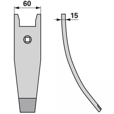 Scharspitze hartmetallbestückt - Arbeitsbreite 60 mm