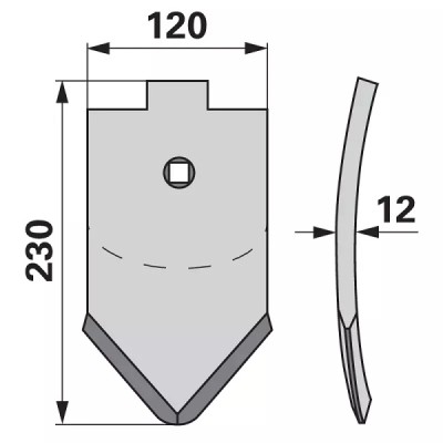 Scharspitze beschichtet - Arbeitsbreite 120 mm - S = 12 mm 