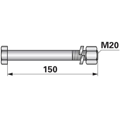 Schraube mit Mutter M 20 x 2,5 x150 mm