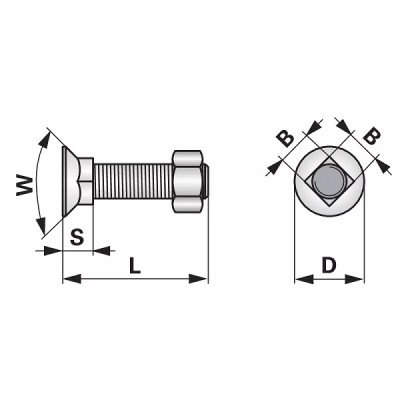 Schraube mit Vierkantansatz - M10x60 mm - 10 Stück