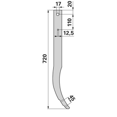 Schwergrubberstiel - 60x25 mm - Länge 720 mm