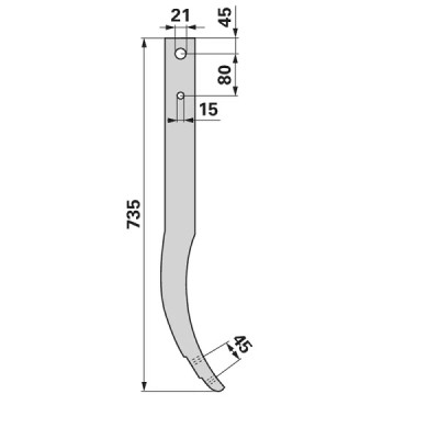 Schwergrubberstiel - 60x25 mm - Länge 735 mm