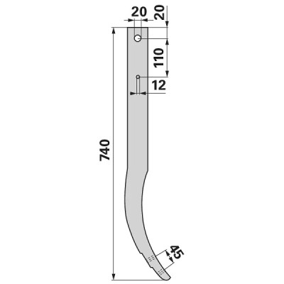 Schwergrubberstiel - 60x25 mm - Länge 740 mm