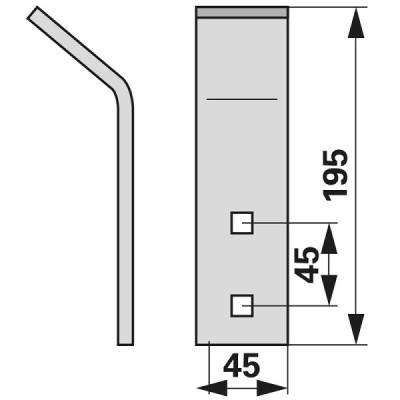 Verschleißplatte - gebogen - Arbeitsbreite 45 mm