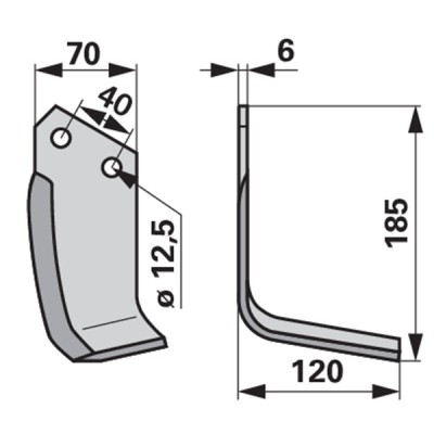 Winkelmesser rechts zu Regent 70 x 6