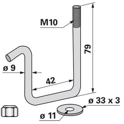 Zinkenhalter für Rahmen 40x40 Gewinde M10 zu Regent