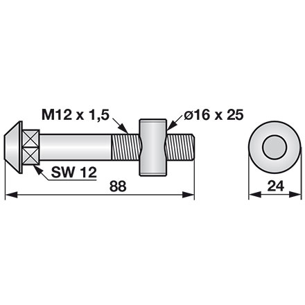 Schraube mit Zylindermutter für Raaspe Mähwerk RS94549 