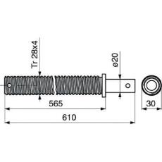 Stützradspindel 600 mm Trapezgewinde 28 x 4 mm