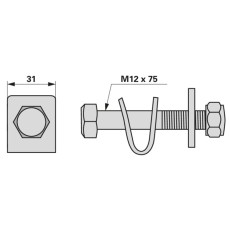 Zinkenhalter komplett M12 x 75 zu Pöttinger
