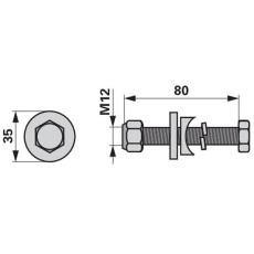 Zinkenhalter komplett 909568.2 - M 12 x 80 mm zu Claas